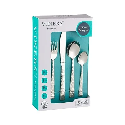 Image of Viners Everyday Glisten 16 Piece 18/0 Silver Stainless Steel Cutlery Set