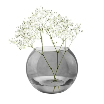Image of TREND for HOME Grey Vase Flowers Fish Bowl Ø 19 cm H: 15.5 Pot Pourri Round Terrarium Plants Glass Hydroponic Coloured Candle Holder Olivia