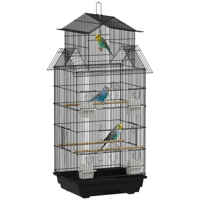 Image of PawHut Bird Cage Budgie with Slide Tray Handle for Finch Canary 43 x 32.5 104cm, Black