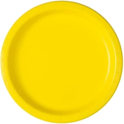 Image of Unique 47265EU Eco Friendly Paper Plates 23 cm Neon Yellow 8 Count (Pack of 1), Pack