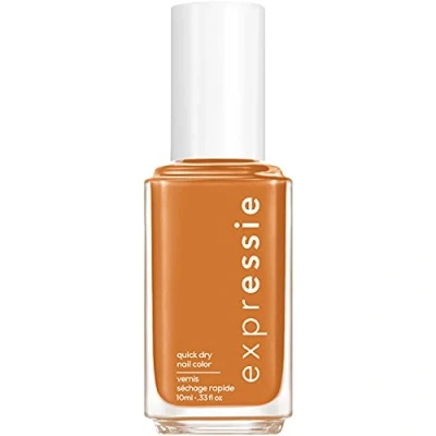 Image of essie ExprEssie Nail Polish Quick Dry Formula, Chip Resistant, Yellow Orange, 110 Saffron On The Move, 10 ml (Pack of 1)