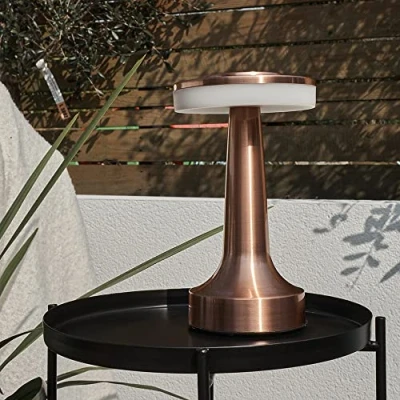 Image of MiniSun Contemporary Petite Wireless Portable Copper Dumbbell Touch Table Lamp with an Integrated Rechargeable LED Mood Light Indoor/Outdoor Garden Use