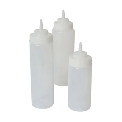 Image of Genware NEV SQBW32C Squeeze Bottle, Wide Mouth, 32 oz., 94 cL, Clear