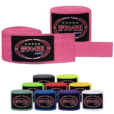 Image of Farabi Sports Kids Boxing Hand Wraps 2.5 Meters Long with Pair for MMA, Muay Thai, Training, Kickboxing and Combat (Pink)