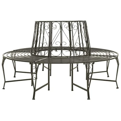 Image of vidaXL Circular Garden Tree Bench for Outdoor Use Weather Resistant Steel with 150 kg Max Load per Seat Silver Grey