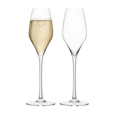 Image of Final Touch 100% Lead free Crystal Champagne Flutes Glasses Made with DuraSHIELD Titanium Reinforced for Increased Durability Tall 27.8 cm 340ml Pack of 2