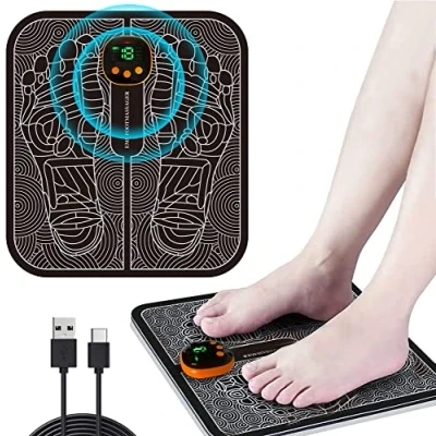 Image of Foot Massager, Folding Portable Feet Massage Machine, Electronic Muscle Stimulatior Mat, 8 Modes 18 Intensities Relax Muscles