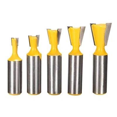 Image of Bestgle 5pcs 1/2&quot; Shank Dovetail Joints Router Bits Half Blind Bit Set Cutting Diameter 1/4&quot; 3/8&quot; 5/8&quot; 3/4&quot; Woodworking Milling Cutter Tool