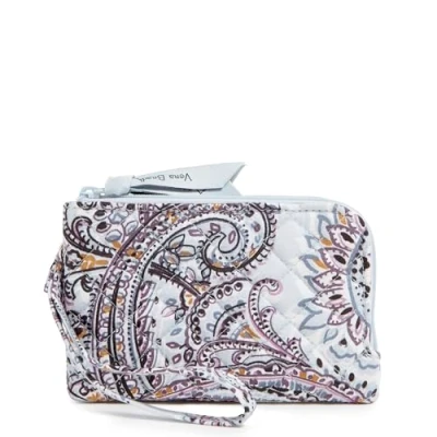 Image of Vera Bradley Cotton Double Zip ID Case Wallet with RFID Protection, Soft Sky Paisley, One Size