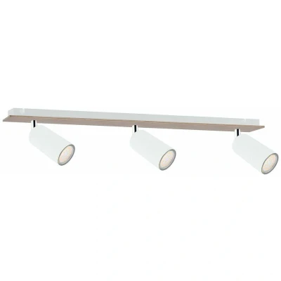 Image of Eye Ceiling Spotlight Bar White, Wood, 50cm, 3x GU10