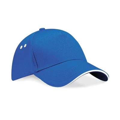 Image of Beechfield B15c Ultimate 5 Panel Cap Sandwich Peak Bright Royal/White