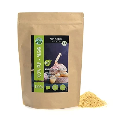 Image of Organic Granulated Garlic (1kg, 2.2lb), granules, from Certified Farming, Laboratory Tested 100% Pure and Natural