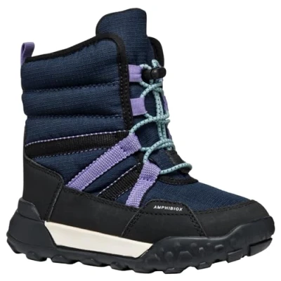 Image of Geox J TREKKYUP Girl B AB Snow Boot, Navy/Violet, 0 UK