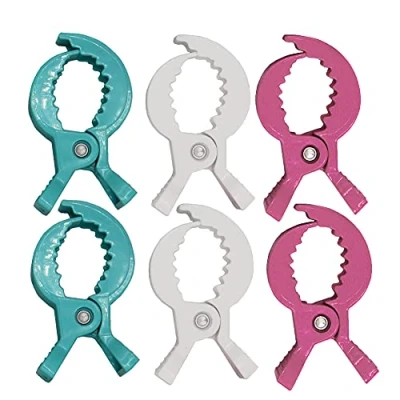Image of DoerSpace 6 Pack Baby Pram Clips, Buggy Clip for Muslin Cloths Towels, Pegs Pushchair Blankets &amp; Stroller Shades, Universal Toys to Car Seat Camping Wheelchair