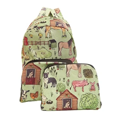 Image of ECO CHIC Lightweight Foldable Backpack Durable Water Resistant Rucksack Daypack for Walking Hiking Camping Travelling Made from Recycled Plastic Bottles (Farmland Green)