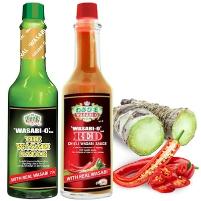 Image of Wasabi O Combo Set of 2 Original Sauce 62g &amp; Red Chili 55g The Perfect Match, Ideal Not Only For Sushi, Sashimi But All Seafood, Grilled Meats, and Vegetarian Dishes