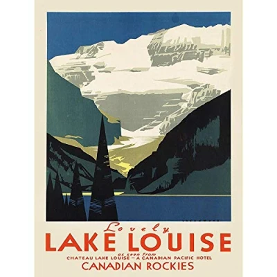 Image of Wee Blue Coo Travel Tourism Lovely Lake Louise Canada Art Print Poster Wall Decor 12X16 Inch