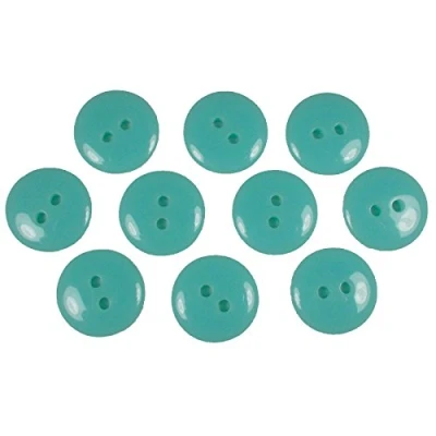 Image of Smartie Buttons Polyester Round 2 Hole Pack of 10 (Turquoise, 15mm)