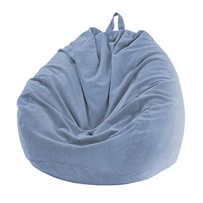 Image of Chickwin Bean Bag Corduroy Without Filling, Gaming Bags Chair for Adult Kids, Highback Comfortable Indoor Outdoor Living Room Large Beanbag Seat,Grey Blue,85x110cm(No Filler)