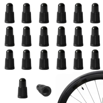 Image of YPYMOD 20 Pcs Bicycle Presta Valve Caps, Tyre Caps Dust for Bikes Tire Cap Covers Mountain Bike Road Racing Bicycle(Black)