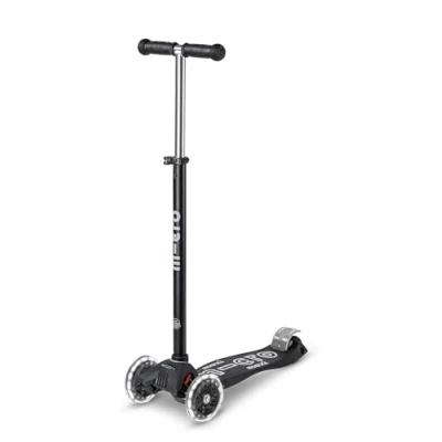 Image of Micro Scooters Maxi LED Deluxe Children&#039;s Scooter Big Wheels Handlebar Adjustable 5 12yrs Boys &amp; Girls Eco Black