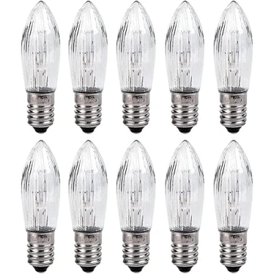 Image of VVEDIK 10Pcs 3W Warm Light Glass Bulbs Tapered Candles E10 Replacement for Lights Candle Arch 8V 12V 14V 16V 23V 34V 48V 55V,3W