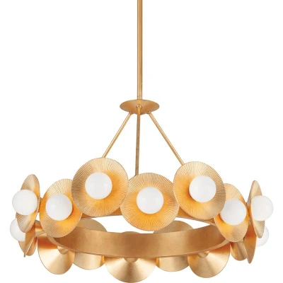Image of Emerald 16 Light Chandelier Vintage Gold Leaf