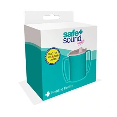 Image of Safe + Sound Adult Care Feeding Beaker for Hot and Cold Drinks, White