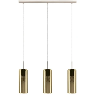 Image of Eglo Lighting Selvino 3 Lamp Straight Bar Pendant Ceiling Light Satin Nickel EG98697