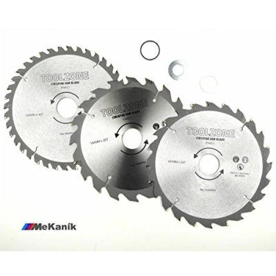 Image of toolzone PA021 184 mm TCT Circular Saw Blades 20/24/40 Teeth with Adapter O Rings Silver (3 Piece)