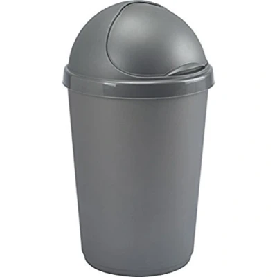 Image of Whitefurze 30 litres Bullet Bin and Lid, Silver, x 20 cm