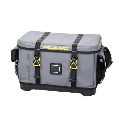 Image of Plano Z Series 3700 Tackle Bag, Gray, PVC Fabric with Waterproof and Non Skid Base, Includes 2 StowAway Utility Boxes, Soft Fishing Storage Bag