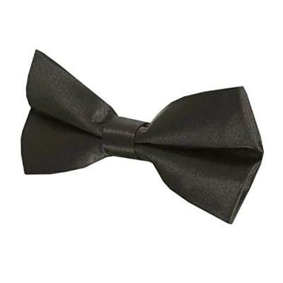 Image of Dobell Mens Black Bow Tie 100% Silk Pre Tied