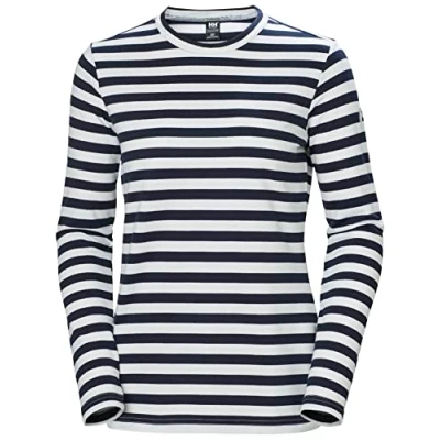 Image of Helly Hansen Women&#039;s W Arctic Ocean Long Sleeve Shirt, Navy Stripe, M UK