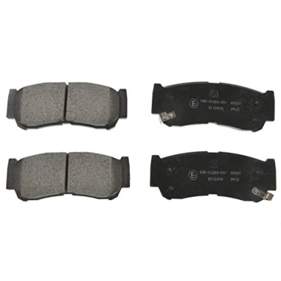 Image of 583022BA00, 583022BA20, 583022BA20S1, 583022BA40, 583024AA00 Brake pad set BLUE PRINT ADG04292 Rear Axle with acoustic wear warning