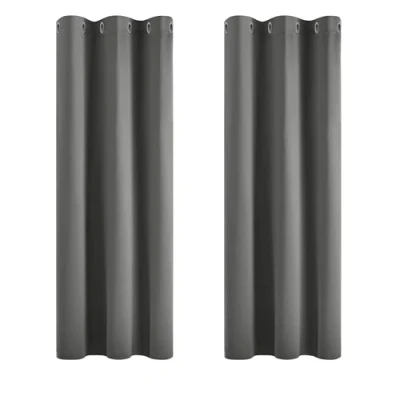 Image of Deconovo Window Treatments Thermal Insulated Eyelet Curtains Blackout for Bedroom Light Grey 42 x 54 Inch 2 Panels