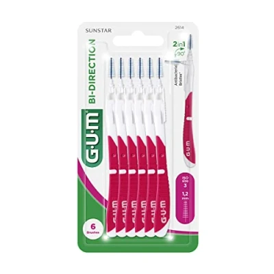 Image of Gum Bi Direction Interdental Brushes Pack of 6 1.2 mm Pink (Pine Tree)