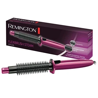 Image of Remington Flexibrush Steam Hair Styler for Short or Long (Creates Waves, Curls &amp; Body, Function Gentle Styling, Ceramic Coating Even Heat, Curl Release, 60 Second Heat Up) CB4N