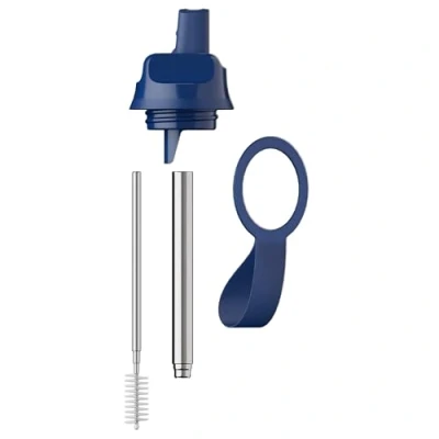 Image of Chilly&#039;s Series 2 Sports Flip Lid with Telescopic Straw and Nylon Carry Loop Easy Lid, Cleaning Brush Included Accessory Water Bottles Whale Blue