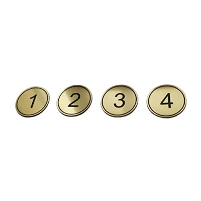 Image of NanTun ABS Engraved 5cm Circular Table Numbers (1 25) Pubs Restaurants Clubs Golden 1 to 25
