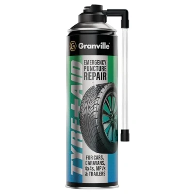 Image of Granville Tyre Aid 500ml Aerosol Puncture Repair Can Car Kit Sealant Temporary Inflator for Cars, Caravans, MPVs &amp; Trailers Quick Easy Emergency Fix