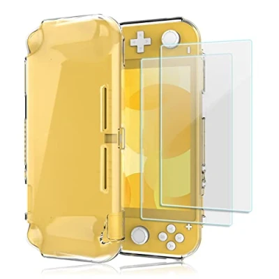 Image of ProCase Clear Case for Nintendo Switch Lite, with 2 Pack Tempered Glass Screen Protectors , Slim Crystal Soft TPU Protective Cover, Anti Scratch and Shockproof