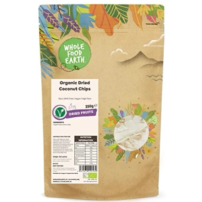 Image of Wholefood Earth Organic Dried Coconut Chips 250g Raw GMO Free Vegan High Fibre Certified