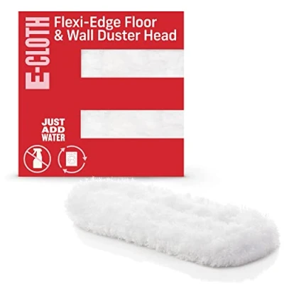 Image of E Cloth Flexi Edge Floor &amp; Wall Duster Head Microfiber Cleaning Cloths, 17.5in x 6in, White