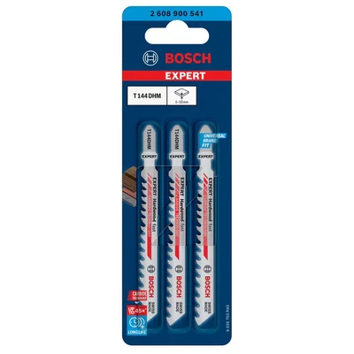Image of Bosch 3x EXPERT Hardwood fast T144DHM Jigsaw Blade (for Hardwood, WPC Wood plastic, Length 100 mm, Professional Accessory Jigsaw)
