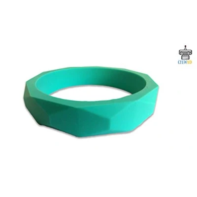 Image of ChewAid Chew Pendant Bangle Bracelet Training and Development Fidget Toy Necklace for T,Sensory,Oral Motor, Anxiety, Autism, ADHD (Turquoise)