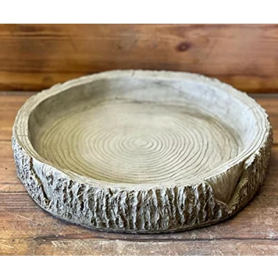 Image of J and L STONE Ornaments GARDEN LOG BIRD BATH TOP ONLY / FEEDER BOWL REPLACEMENT DISH ORNAMENT