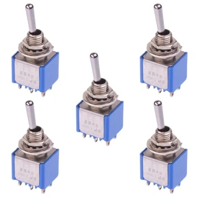 Image of 5 x 5542A APEM On (On) Momentary 6.35mm Miniature Toggle Switch DPDT 4A 30VDC