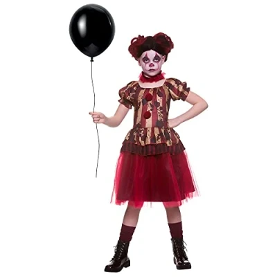 Image of Girls Vintage Circus Clown Fancy Dress Costume Medium (5 7 Years)