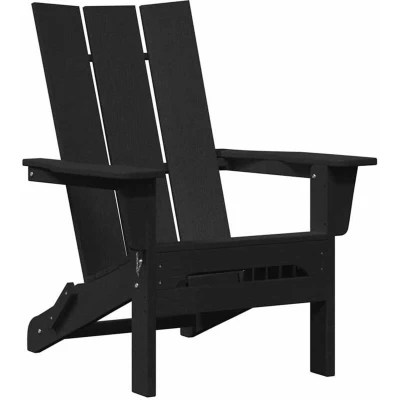 Image of vidaXL Folding Adirondack Chair Black 74.5x80.5x90 cm HDPE